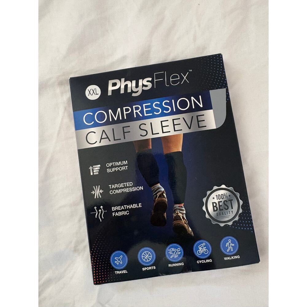 PhysFlex XXL Compression Calf Sleeve Black New in Box